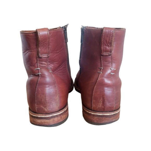 HELM Pablo Men's US 10.5 M Brown Moto-Inspired Leather Zip Up Ankle Boots - Picture 7 of 11